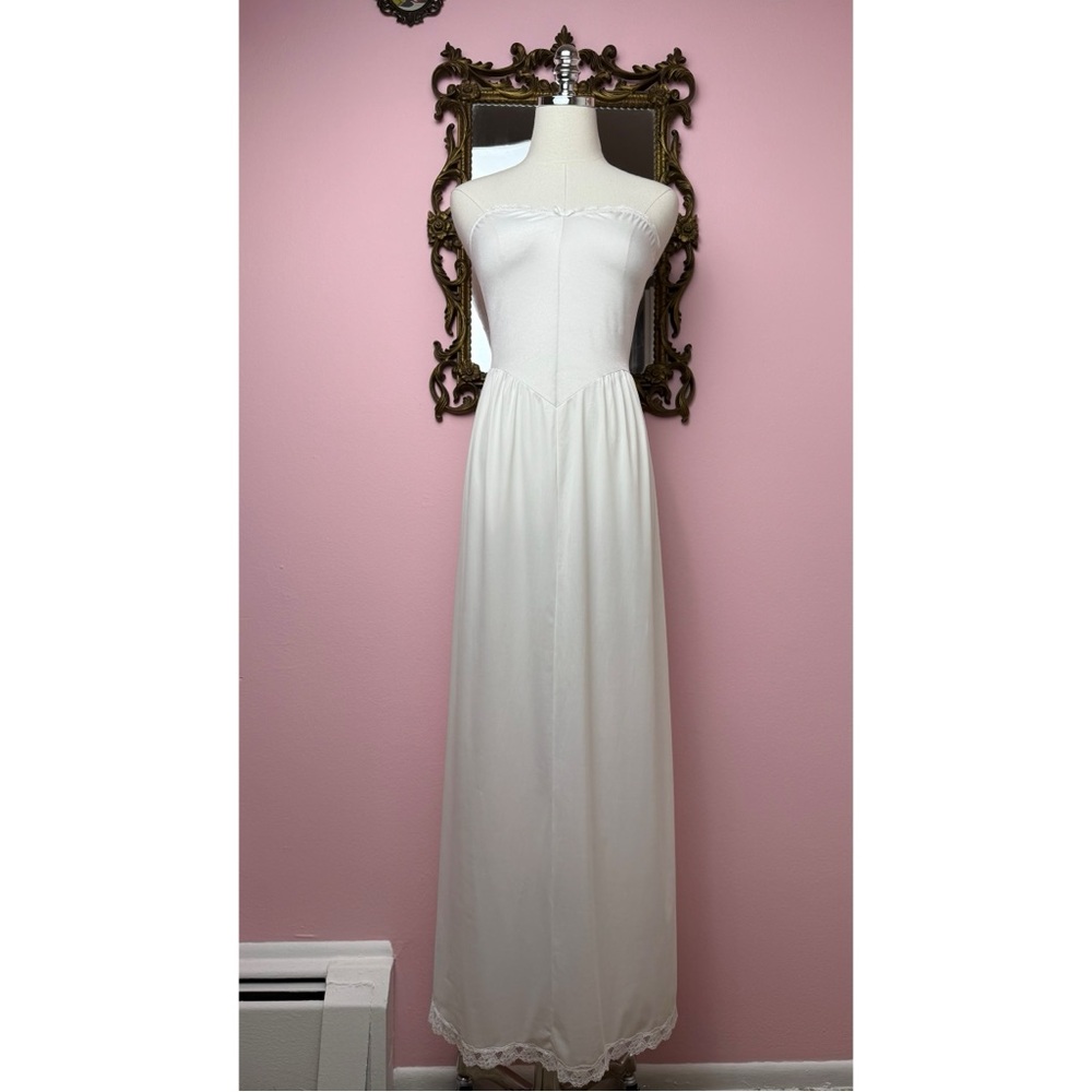 Vintage Vanity Fair White Strapless Fitted Bodice Princess Lingerie Slip 36 LL